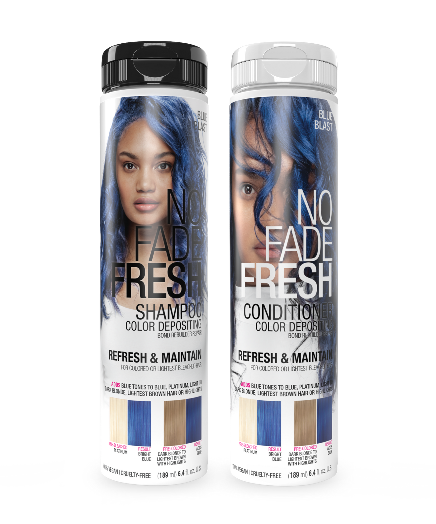 No Fade Fresh Semi Permanent Colour Depositing Shampoo & Conditioner Duo Blue Blast 189ml