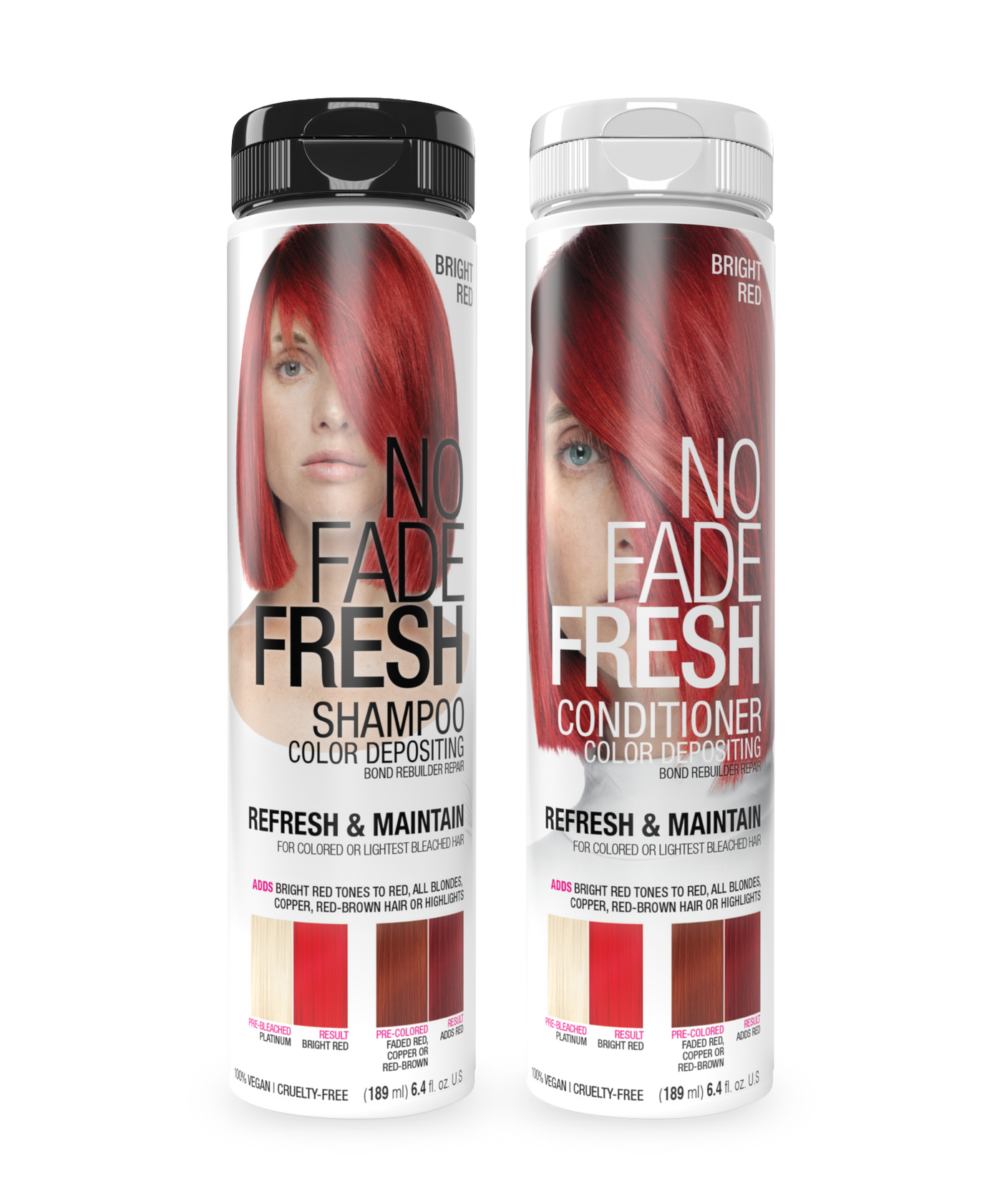 No Fade Fresh Semi Permanent Colour Depositing Shampoo & Conditioner Duo Bright Red 189ml