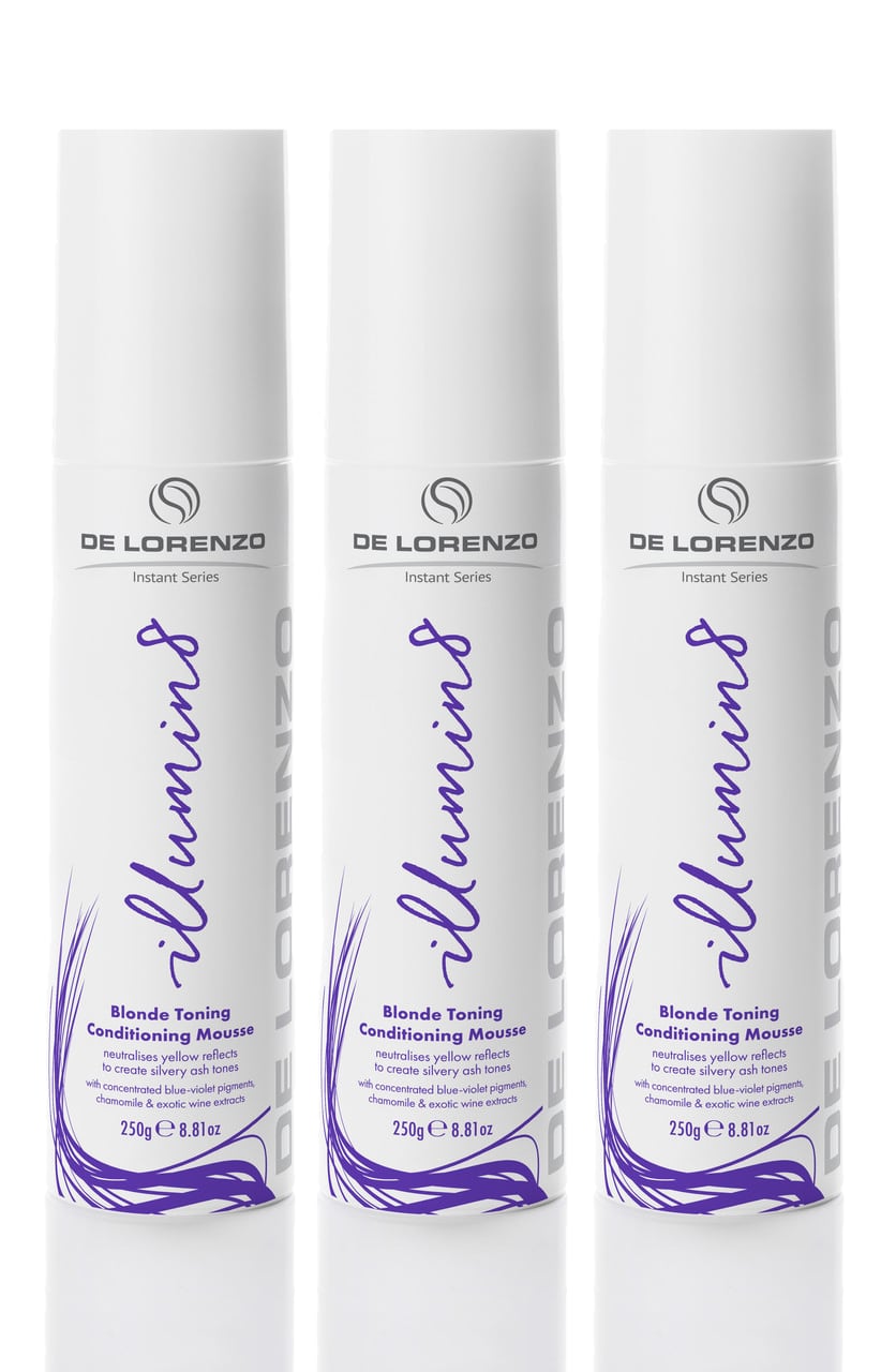 De Lorenzo Instant Illumin8 Blonde Toning Conditioning Mousse 250ml Trio - Salon Warehouse