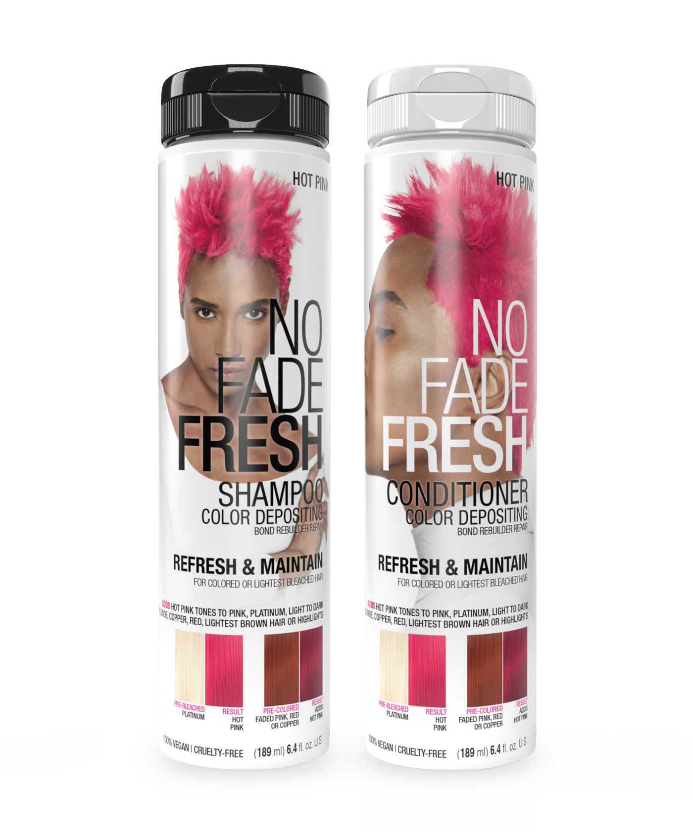 No Fade Fresh Semi Permanent Colour Depositing Shampoo & Conditioner Duo Hot Pink 189ml