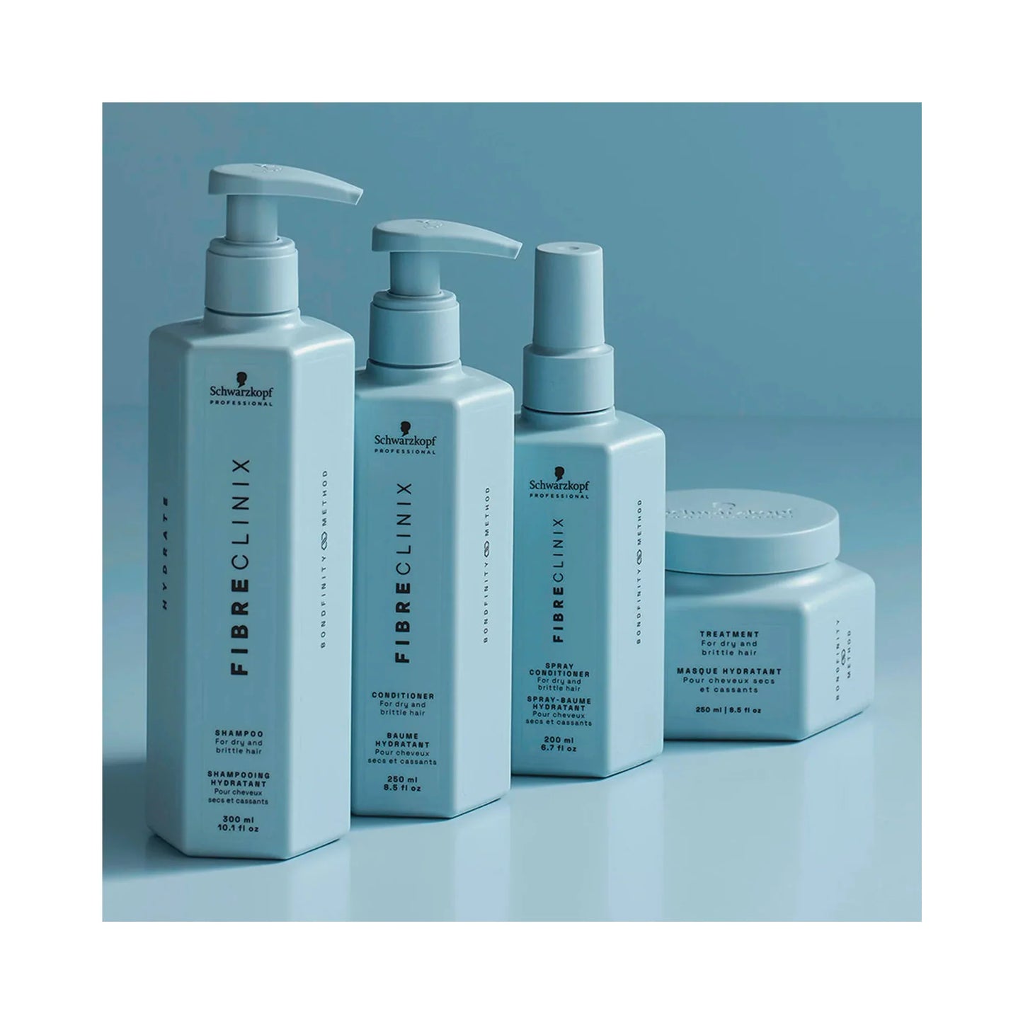 Schwarzkopf Professional Fibre Clinix Hydrate Shampoo 300ml, Conditioner 250ml & Hydrate Treatment 250ml Trio