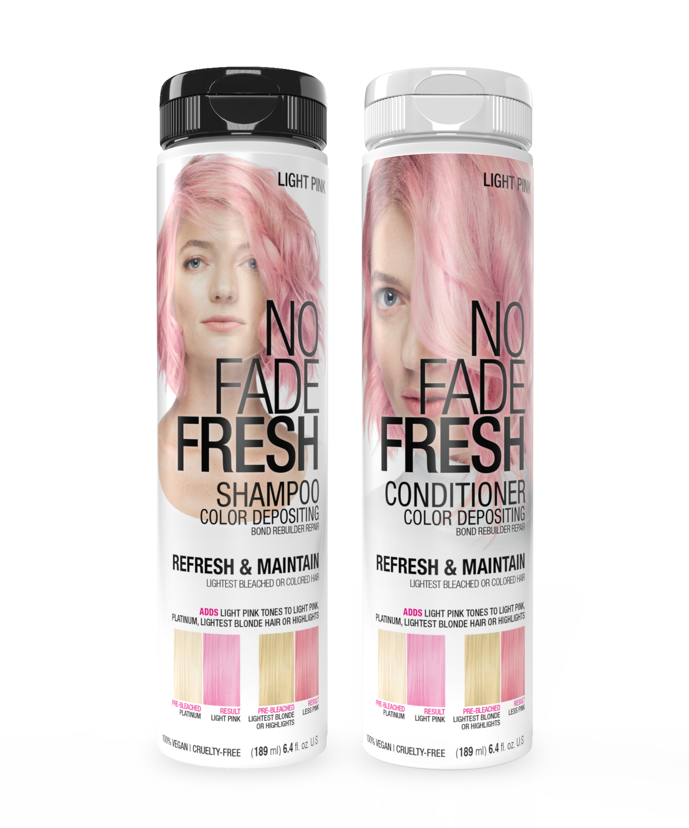 No Fade Fresh Semi Permanent Colour Depositing Shampoo & Conditioner Duo Light Pink 189ml