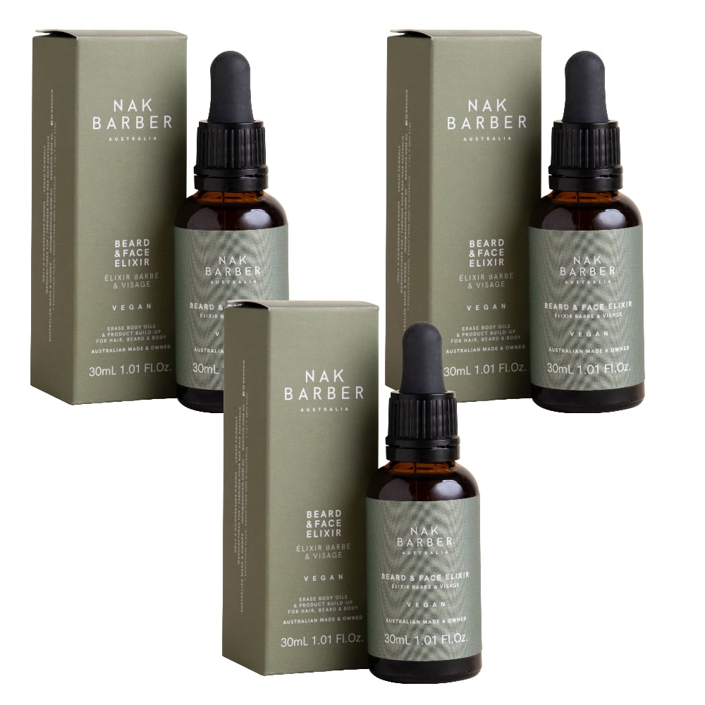NAK Barber Beard and Face Elixir 30ml Trio - Salon Warehouse
