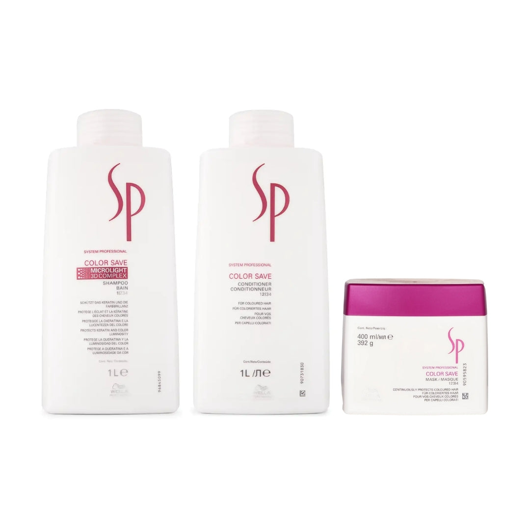 Wella SP Color Save Trio Basin Pack - Shampoo, Conditioner 1000ml, Mask 400ml