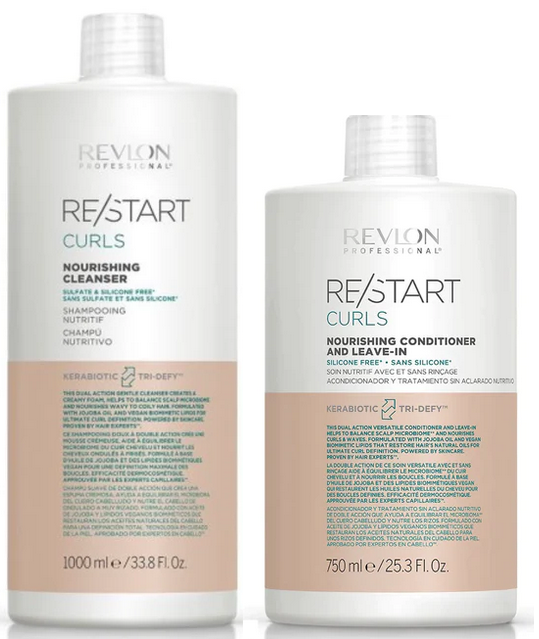 REVLON RE/START CURLS NOURISHING CLEANSER 1000ml & CONDITIONER AND LEAVE-IN 750ml