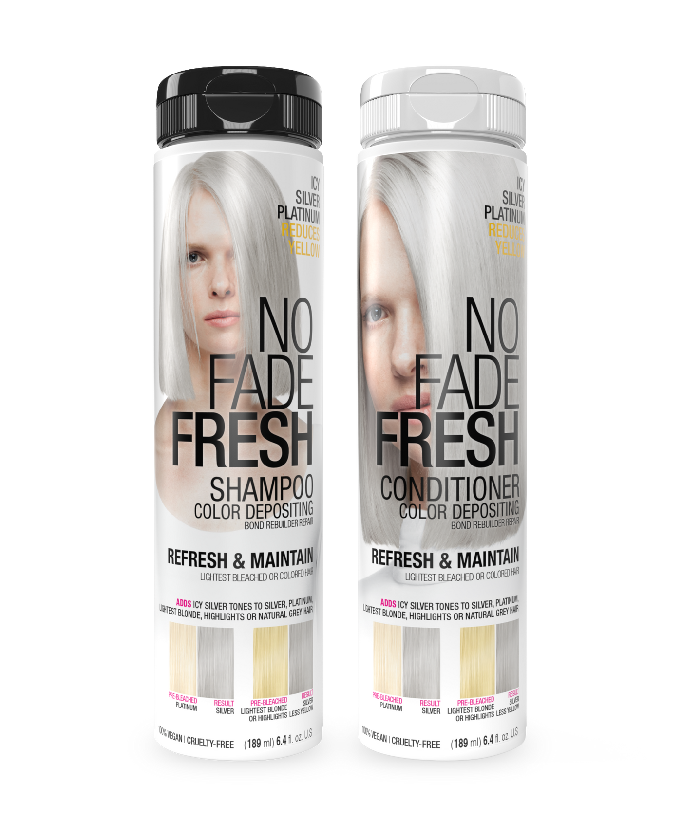 No Fade Fresh Semi Permanent Colour Depositing Shampoo & Conditioner Duo Icy Silver Platinum Blonde 189ml