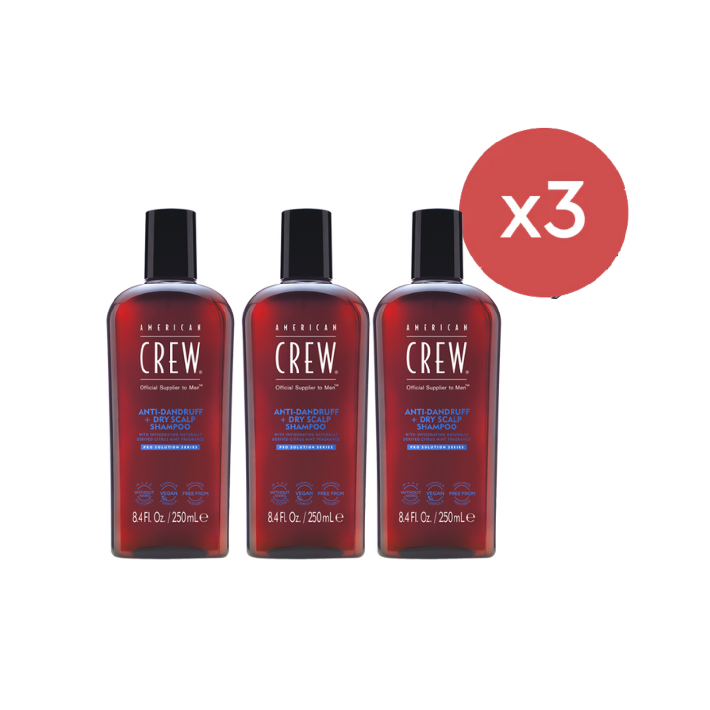 American Crew Anti-Dandruff + Dry Scalp Shampoo 250ml Trio - Salon Warehouse