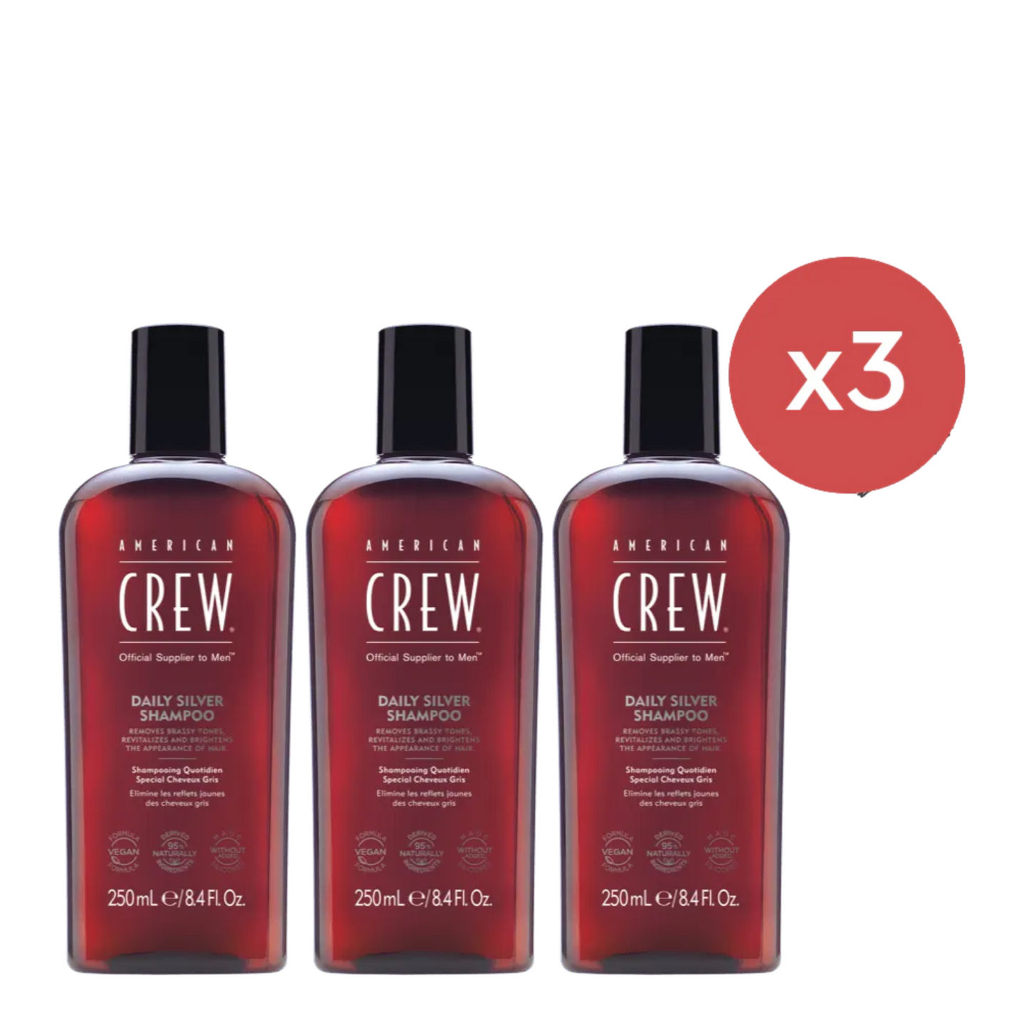 American Crew Daily Silver Shampoo 250ml Trio - Salon Warehouse