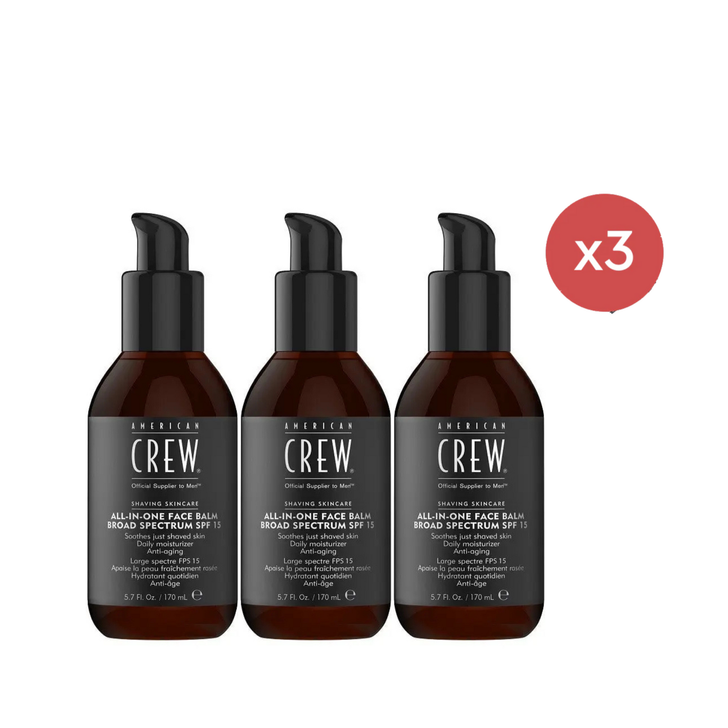 American Crew Shaving Skincare All-In-One Face Balm 170ml Trio - Salon Warehouse