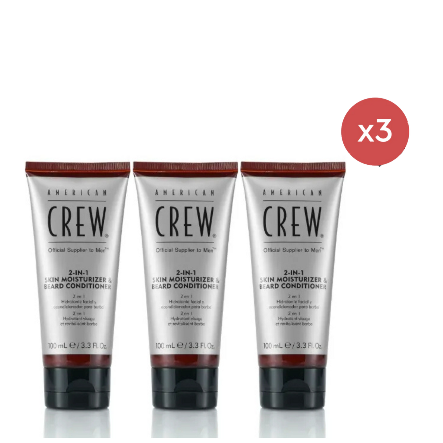 American Crew 2-In-1 Skin Moisturiser & Beard Conditioner 100ml Trio - Salon Warehouse