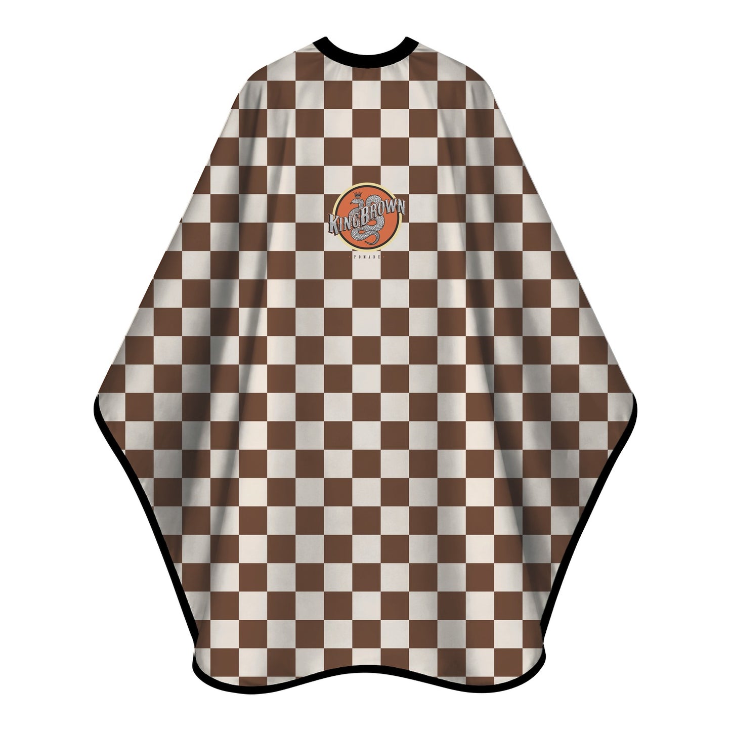 KING BROWN Check #2 Cape - brown and cream checkerboard barber cutting cape