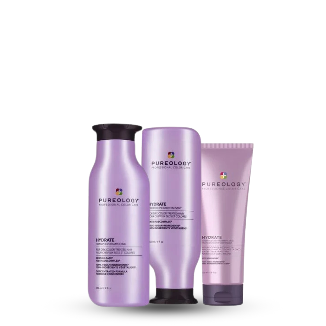 Pureology Hydrate Shampoo & Conditioner 266ml + Hydrate Superfood Treatment 200ml Trio