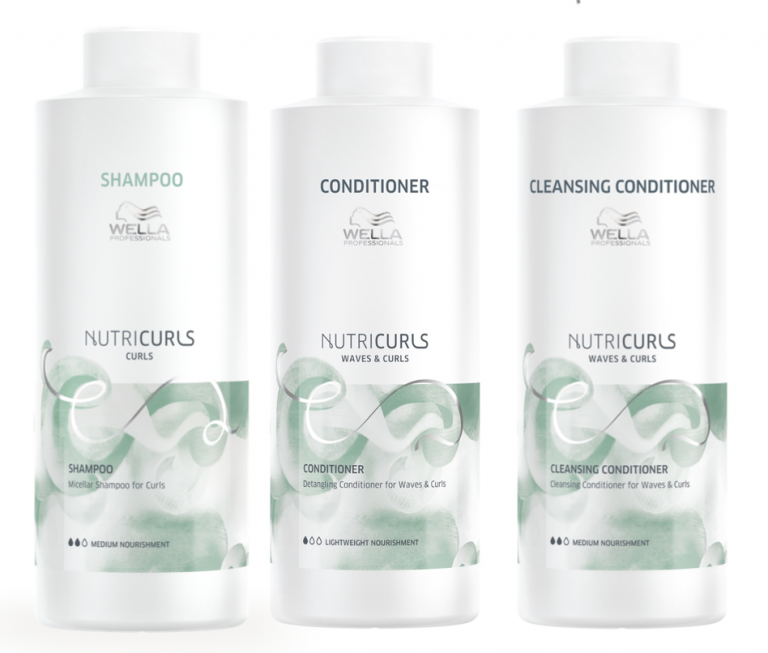 Wella Nutricurls Curls 1000ml Trio, Curls Shampoo, Detangling Conditioner And Cleansing Conditioner - Salon Warehouse