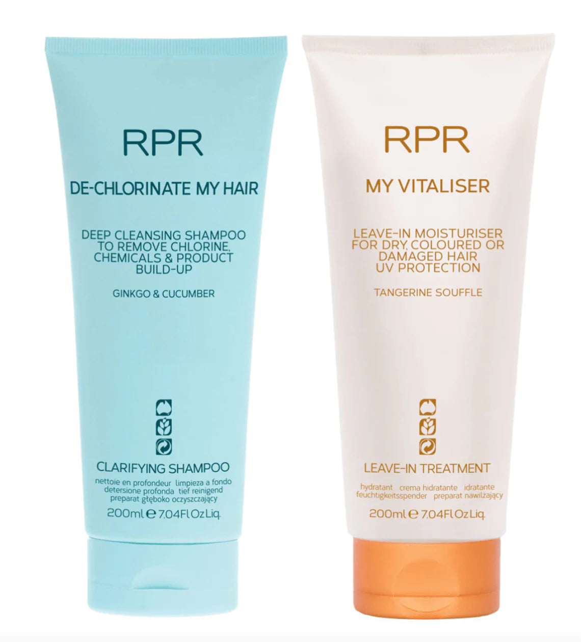 RPR De-Chlorianate My Hair Clarifying Shampoo & My Vitaliser Swimmers Duo Bundle 200ml Salon Warehouse