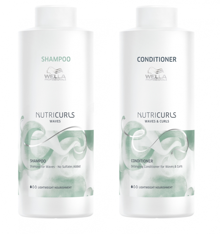 Wella Nutricurls Waves 1000ml Duo, Waves Shampoo And Detangling Conditioner - Salon Warehouse