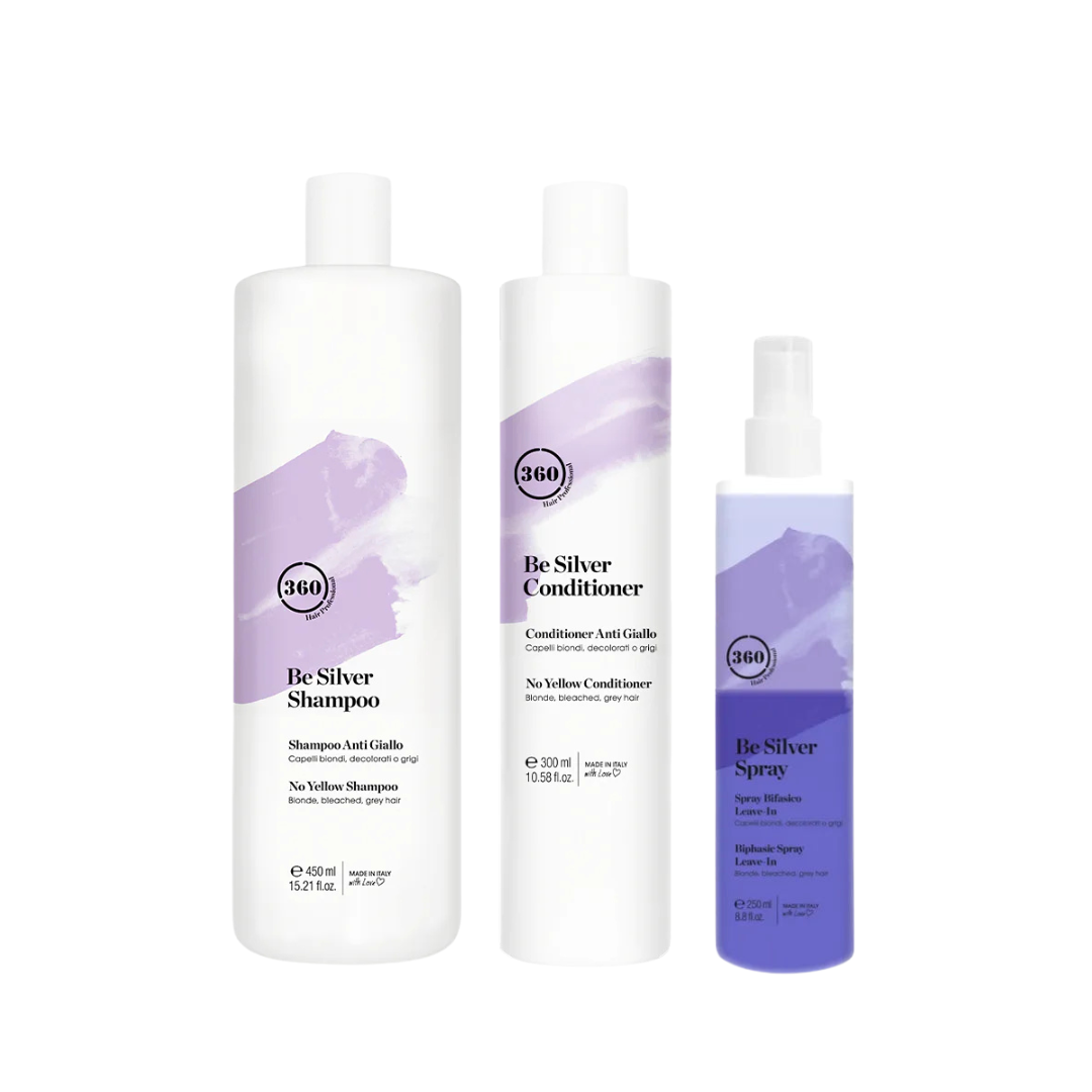 360 Be Silver Shampoo 450ml, Conditioner 300ml & Spray 250ml Trio