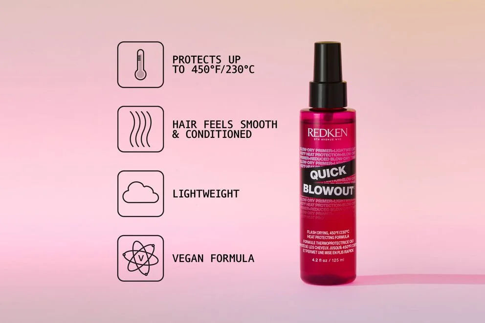 Redken Quick Blowout Lightweight Blow Dry Primer Spray 125ml Trio
