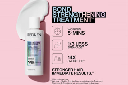 Redken Acidic Bonding Concentrate Shampoo 500ml, Conditioner 500ml, Intensive Treatment 150ml & Leave-In Treatment 150ml Set