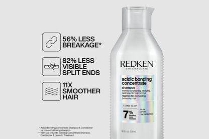 Redken Acidic Bonding Concentrate Shampoo 500ml, Conditioner 500ml, Intensive Treatment 150ml & Leave-In Treatment 150ml Set