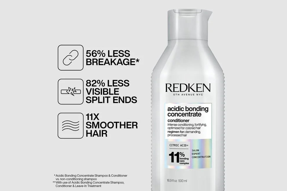 Redken Acidic Bonding Concentrate Shampoo 500ml, Conditioner 500ml, Intensive Treatment 150ml & Leave-In Treatment 150ml Set
