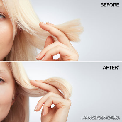 Redken Acidic Bonding Concentrate Shampoo 300ml, Conditioner 300ml & 24/7 Night and Day Serum 100ml Trio