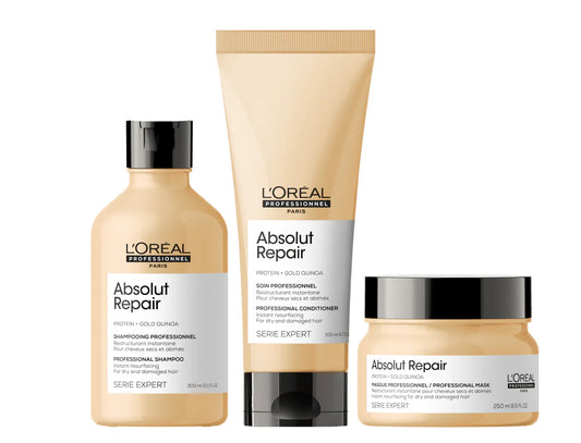 L'Oréal Professionnel Serie Expert Absolut Repair Shampoo, Conditioner & Resurfacing Mask Trio Pack - Salon Warehouse