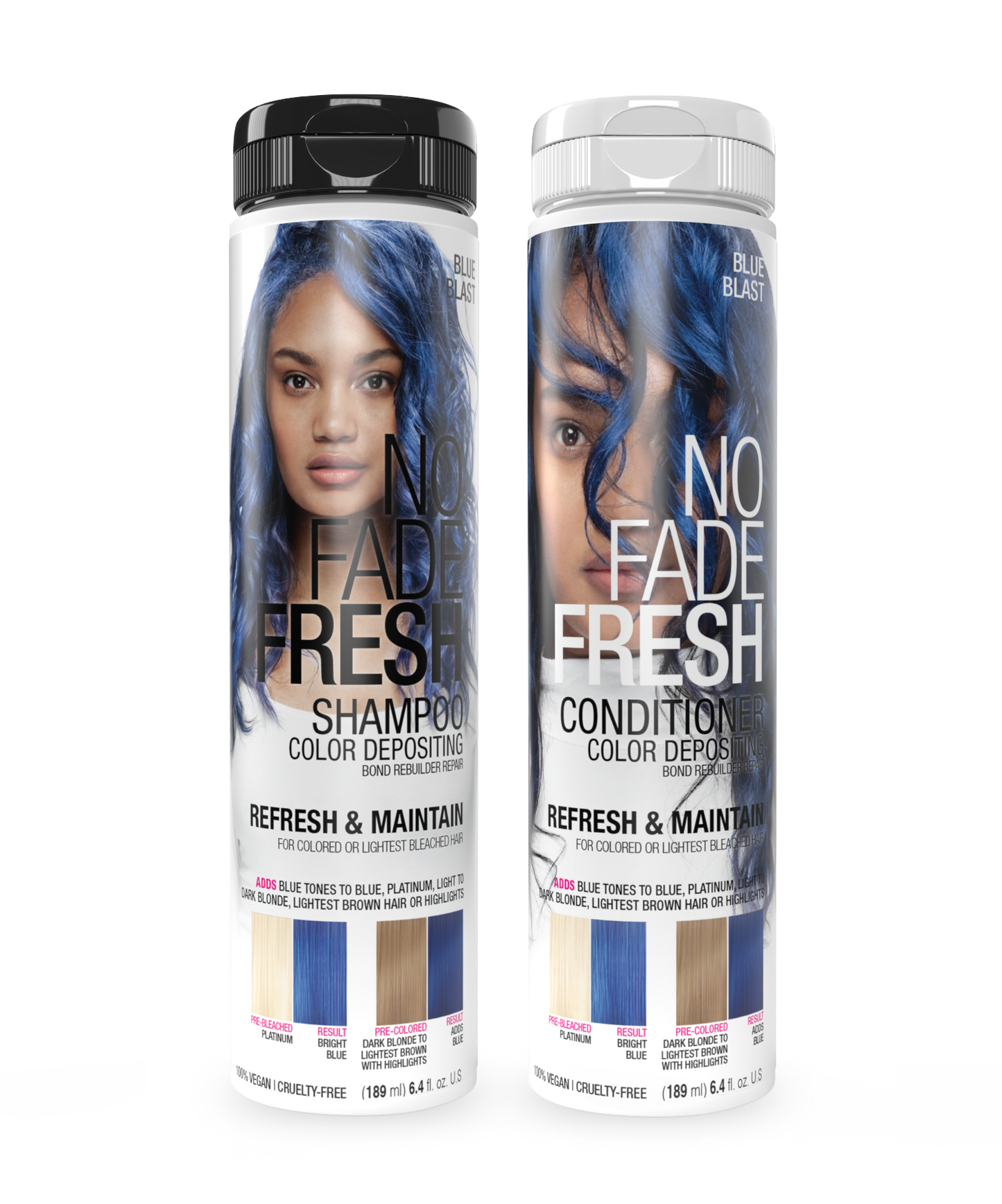 No Fade Fresh Semi Permanent Colour Depositing Shampoo & Conditioner Duo Blue Blast 189ml