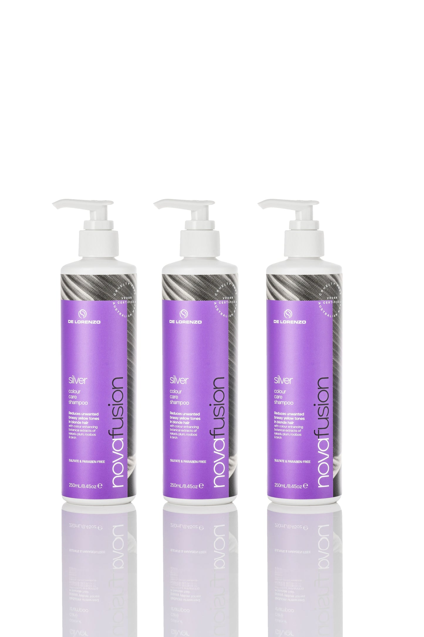 De Lorenzo Novafusion Colour Care Silver Shampoo 250ml Trio - Salon Warehouse