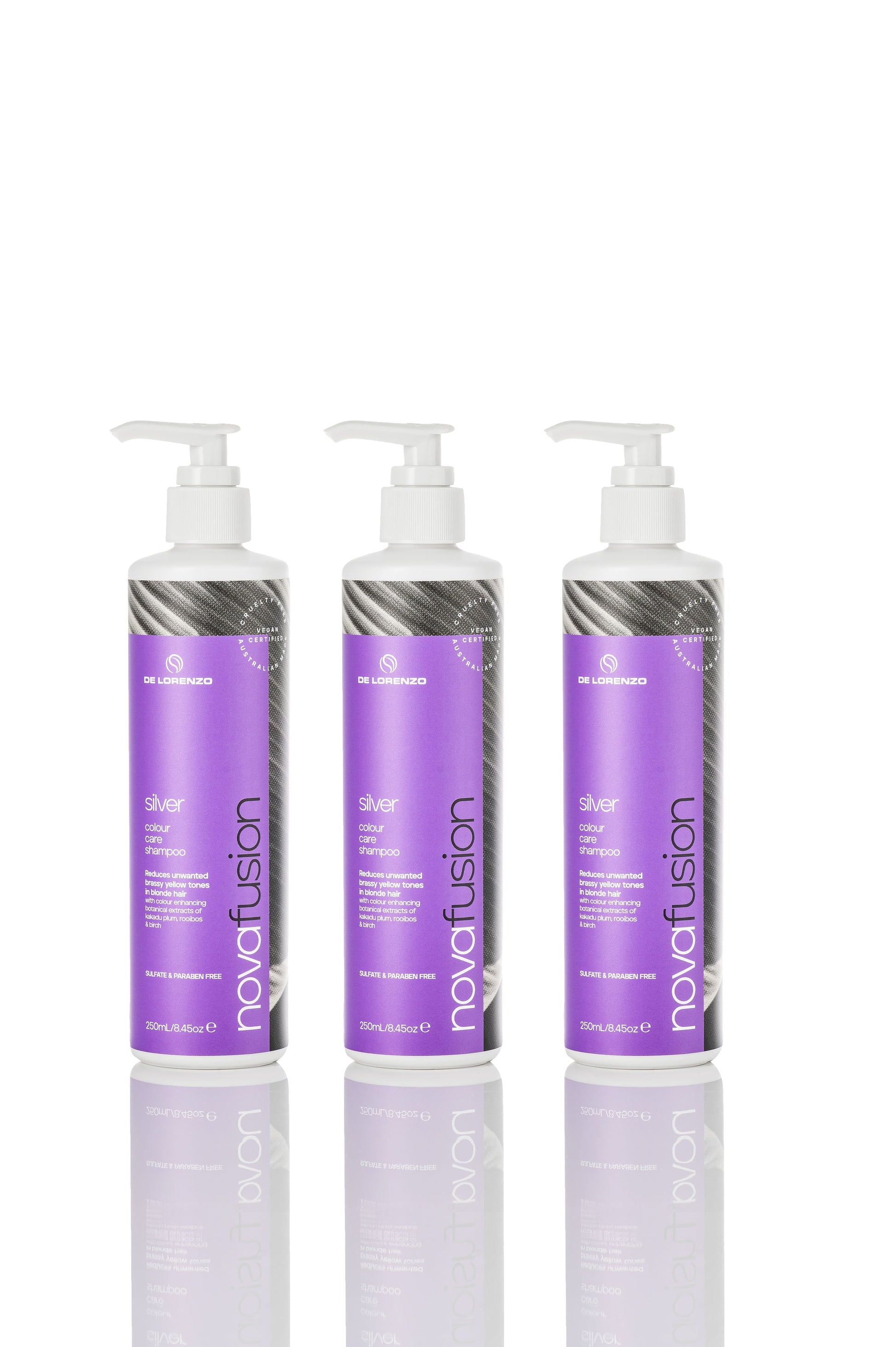 De Lorenzo Novafusion Colour Care Silver Shampoo 250ml Trio - Salon Warehouse