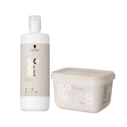 Schwarzkopf Professional BlondMe NEW Premium Oil Developer 2% - 7Vol 1000ml and NEW Clay lightener 350g
