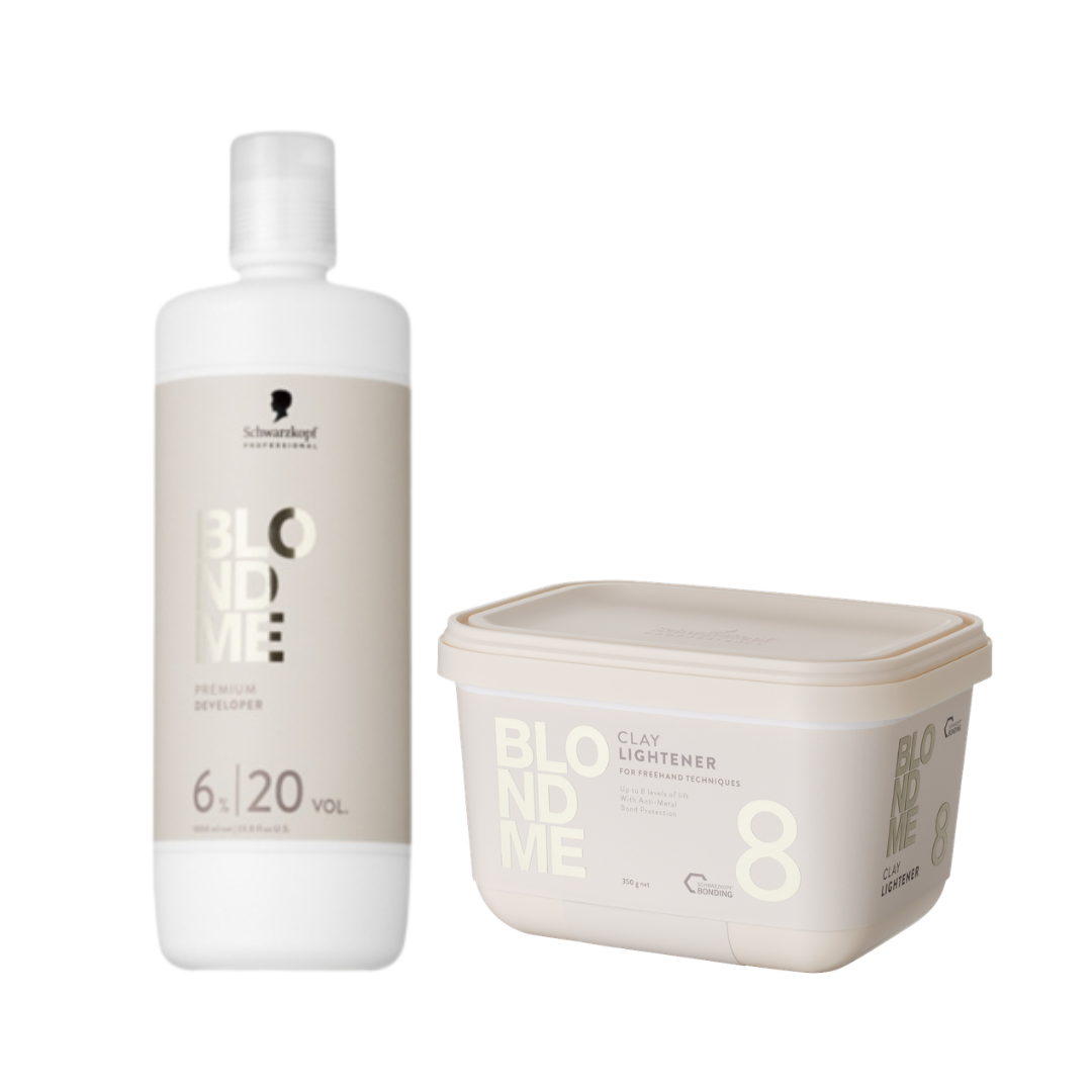 Schwarzkopf Professional Blondme NEW Premium Oil Developer 6% - 20Vol 1000ml and NEW Clay lightener 350g