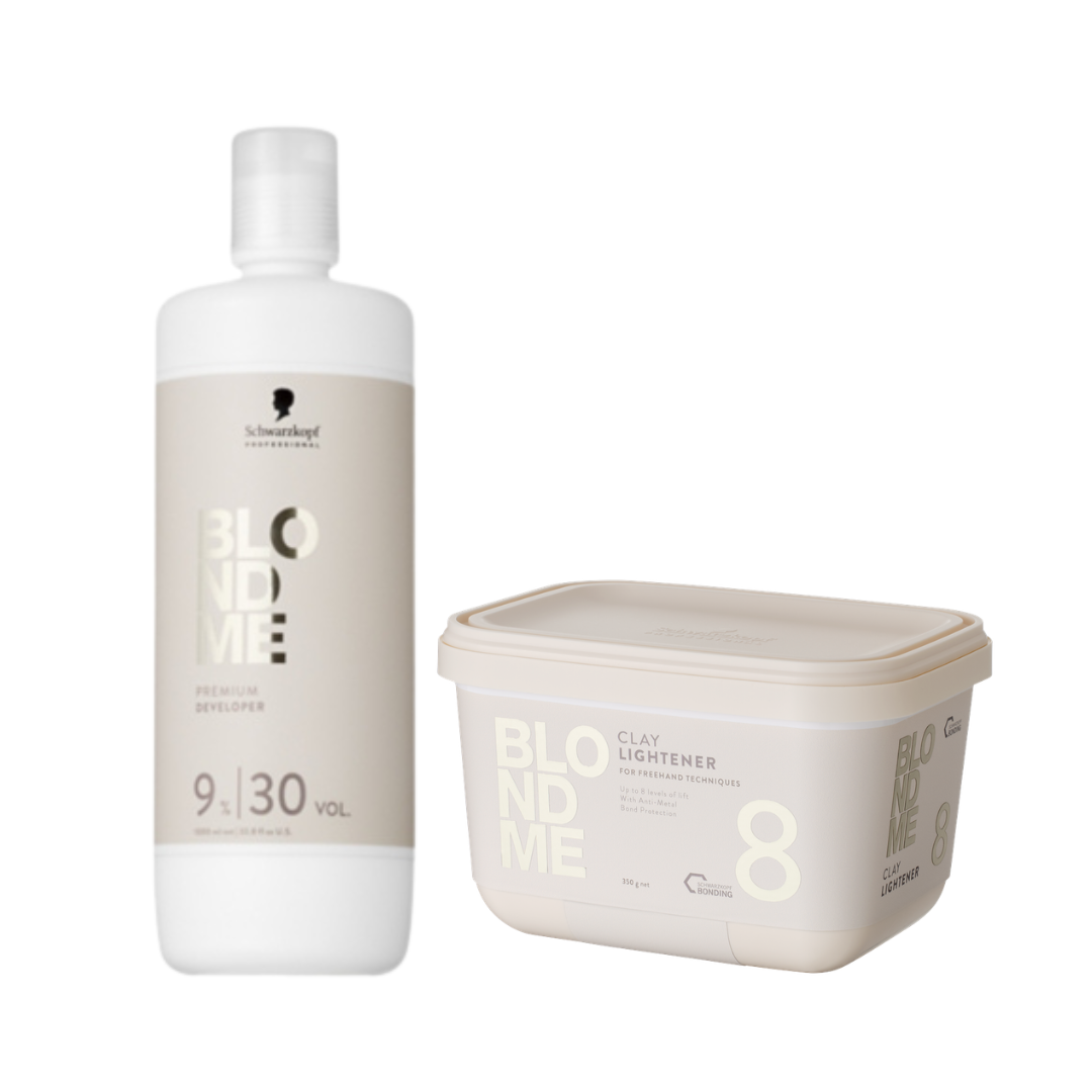 Schwarzkopf Professional BlondMe NEW Premium Oil Developer 9% - 30Vol 1000ml and NEW Clay lightener 350g