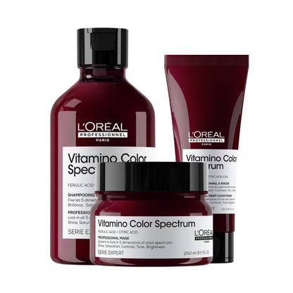 L'Oréal Professionnel Vitamino Color Spectrum Shampoo 300ml, Vitamino Color Spectrum Conditioner 200ml & Vitamino Color Spectrum Mask 250ml Trio