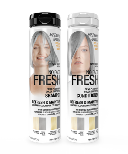 No Fade Fresh Semi Permanent Colour Depositing Shampoo & Conditioner Duo Metallic Silver 189ml