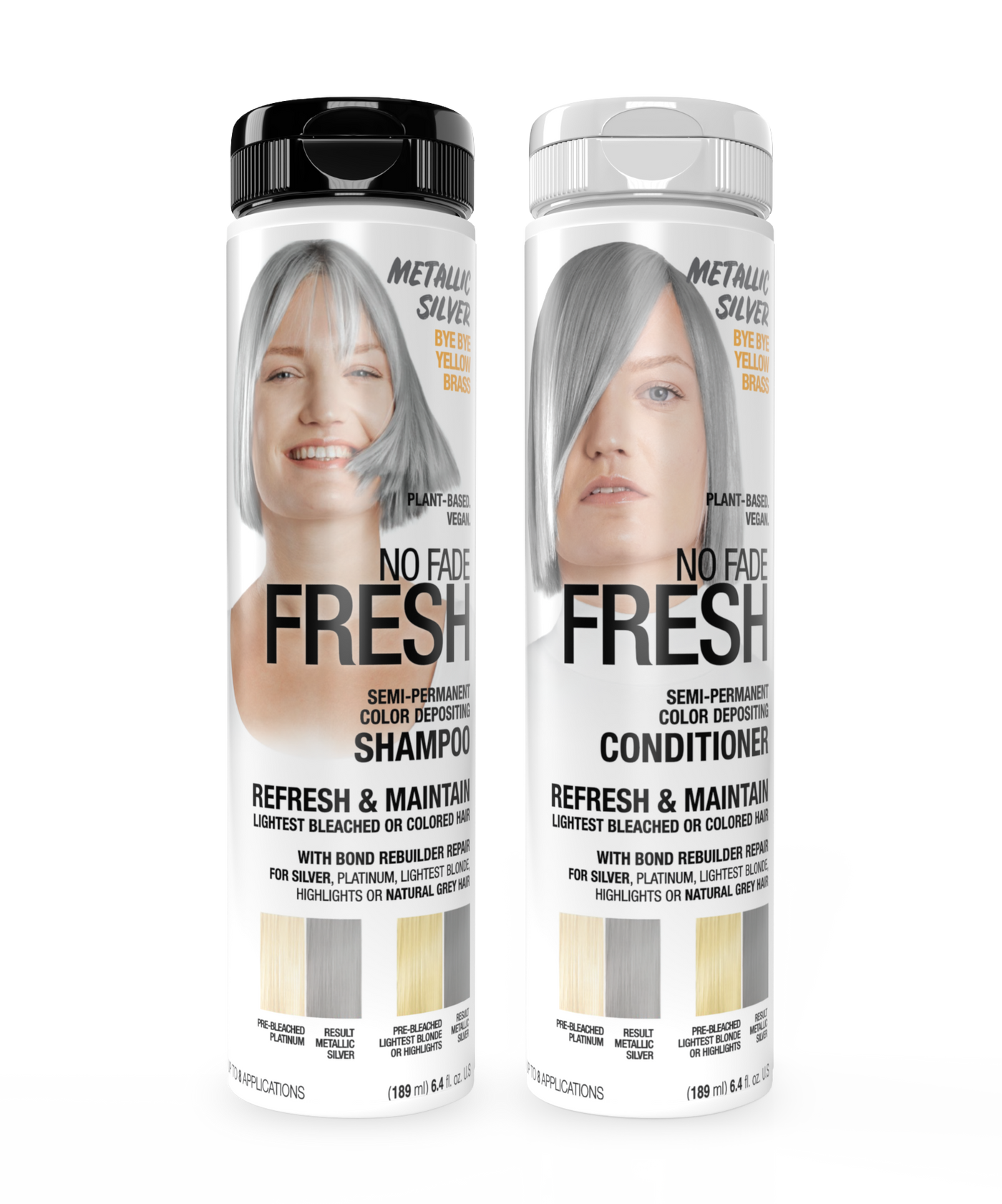 No Fade Fresh Semi Permanent Colour Depositing Shampoo & Conditioner Duo Metallic Silver 189ml