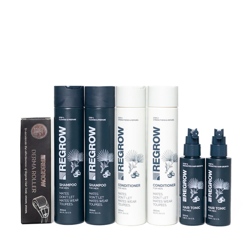 Regrow Men's 6 Month Hair Growth Pack - Shampoo, Conditioner, Hair Tonic & Derma Roller Salon Warehouse