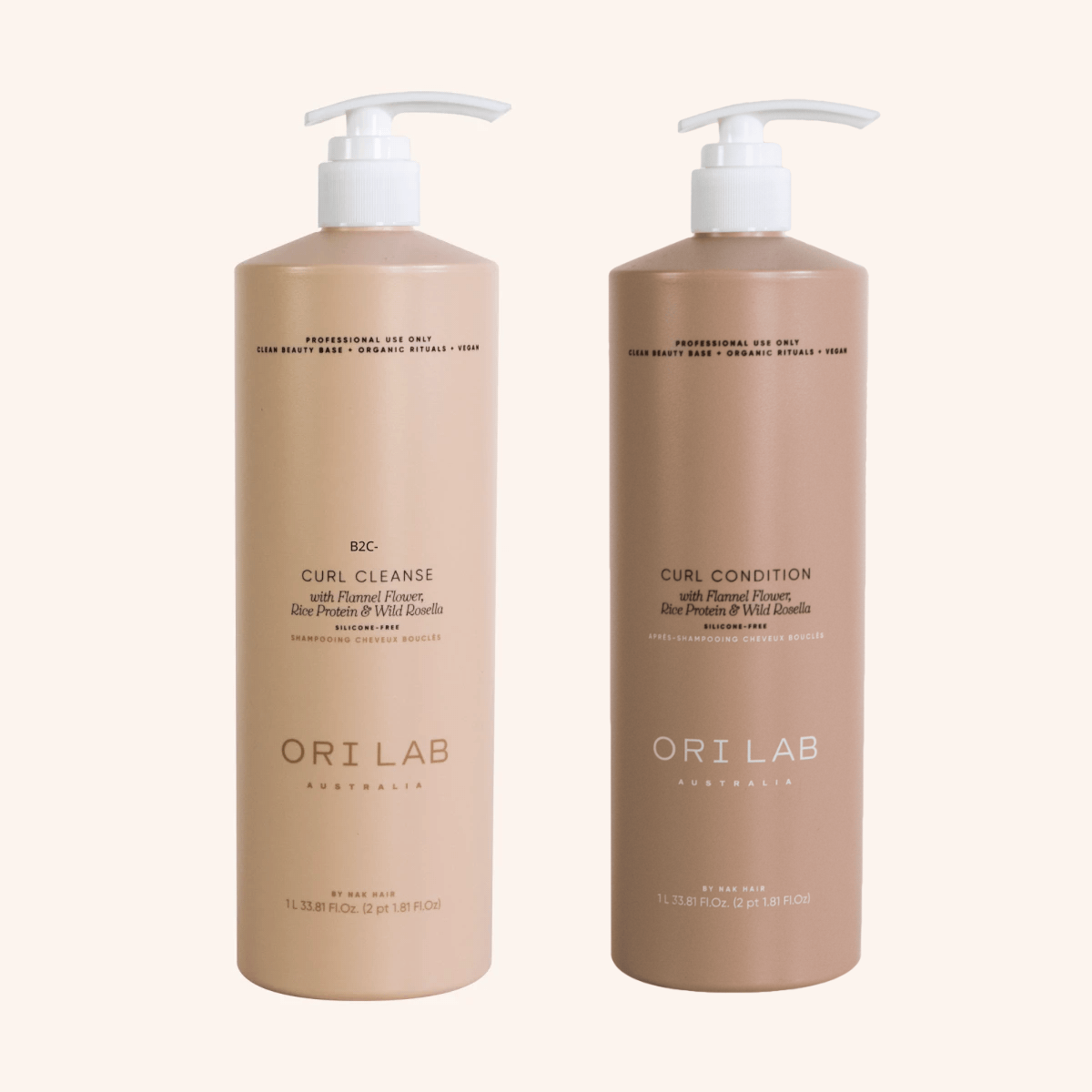 NAK Hair ORI Lab Curl Cleanse & Condition 1000ml Duo - Salon Warehouse