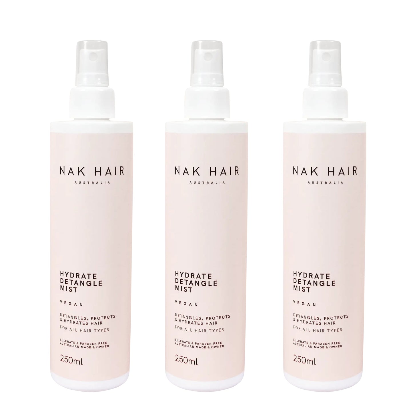 NAK Hydrate Detangle Mist 250ml Trio - Salon Warehouse