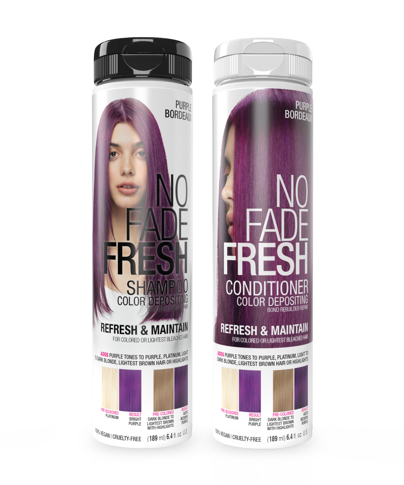 No Fade Fresh Semi Permanent Colour Depositing Shampoo & Conditioner Duo Purple Bordeaux 189ml