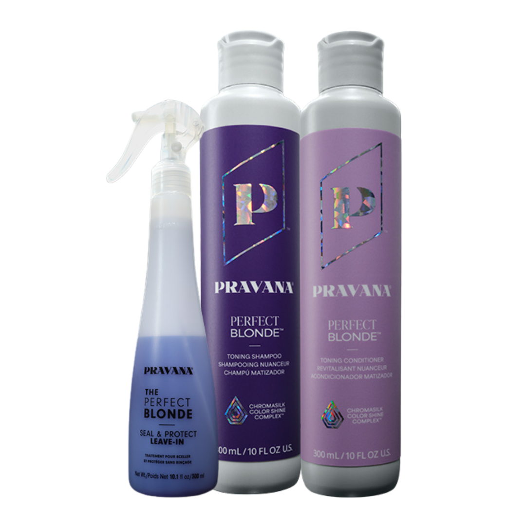 Pravana Perfect Blonde Shampoo & Conditioner 300ml + Perfect Blonde Seal & Protect Leave-In Treatment 300ml Trio
