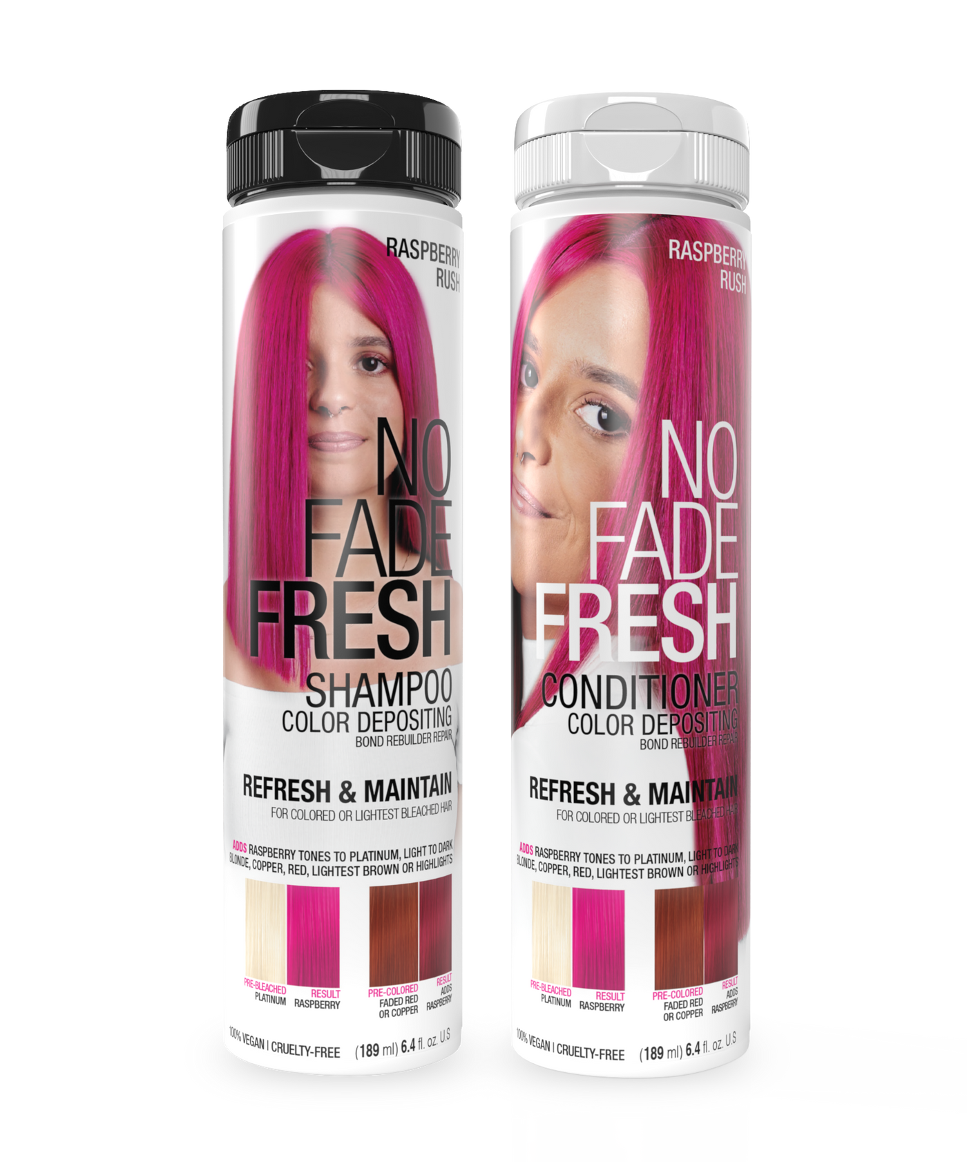 No Fade Fresh Semi Permanent Colour Depositing Shampoo & Conditioner Duo Raspberry Rush 189ml