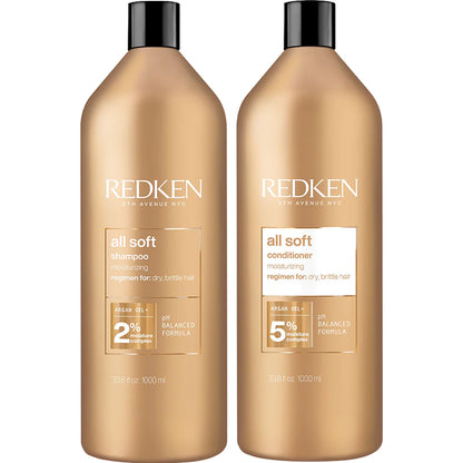 Redken All Soft Shampoo & Conditioner 1000ml Duo - Salon Warehouse