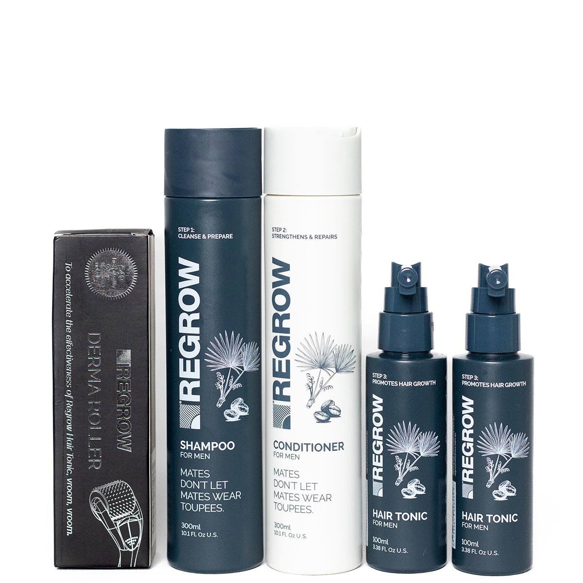 Regrow Men's Extra Tonic 3 Month Hair Growth Pack - Shampoo, Conditioner, Hair Tonic & Derma Roller