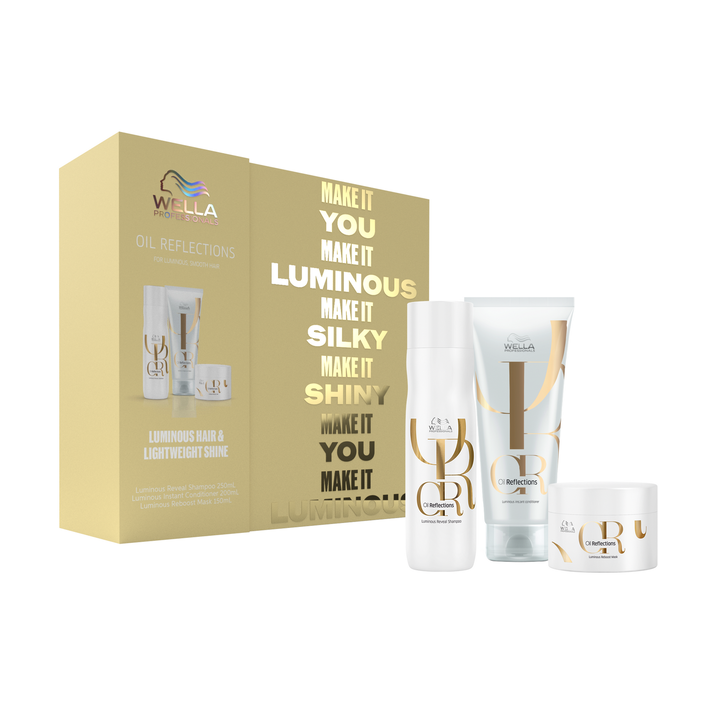 Wella Oil Reflections Trio Christmas Gift Pack - Shampoo 250ml, Conditioner 200ml, Mask 150ml
