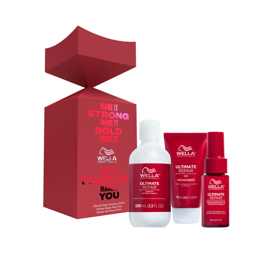 Wella Ultimate Repair Travel Trio Christmas Gift Pack - Shampoo 100ml, Mask 75ml & Miracle Hair Rescue 30ml