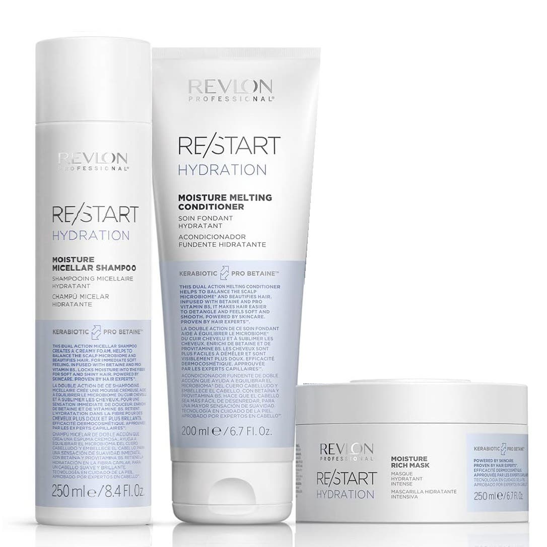 Revlon Professional RE/START Hydration Moisture Shampoo 250ml, Conditioner 200ml & Mask 250ml Trio