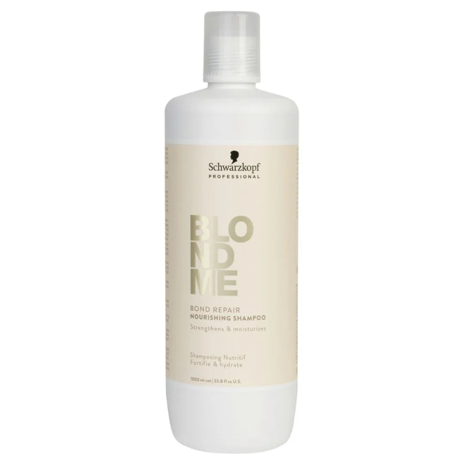 Schwarzkopf Professional Blondme Bond Repair Nourishing 1000ml Shampoo, Conditioner & 500ml Deep Repair mask Trio - Salon Warehouse 