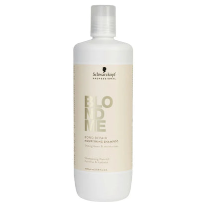 Schwarzkopf Professional Blondme Bond Repair Nourishing 1000ml Shampoo, Conditioner & 500ml Deep Repair mask Trio - Salon Warehouse 