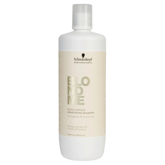 Schwarzkopf Professional Blondme Bond Repair Nourishing 1000ml Shampoo, Conditioner & 500ml Deep Repair mask Trio - Salon Warehouse 