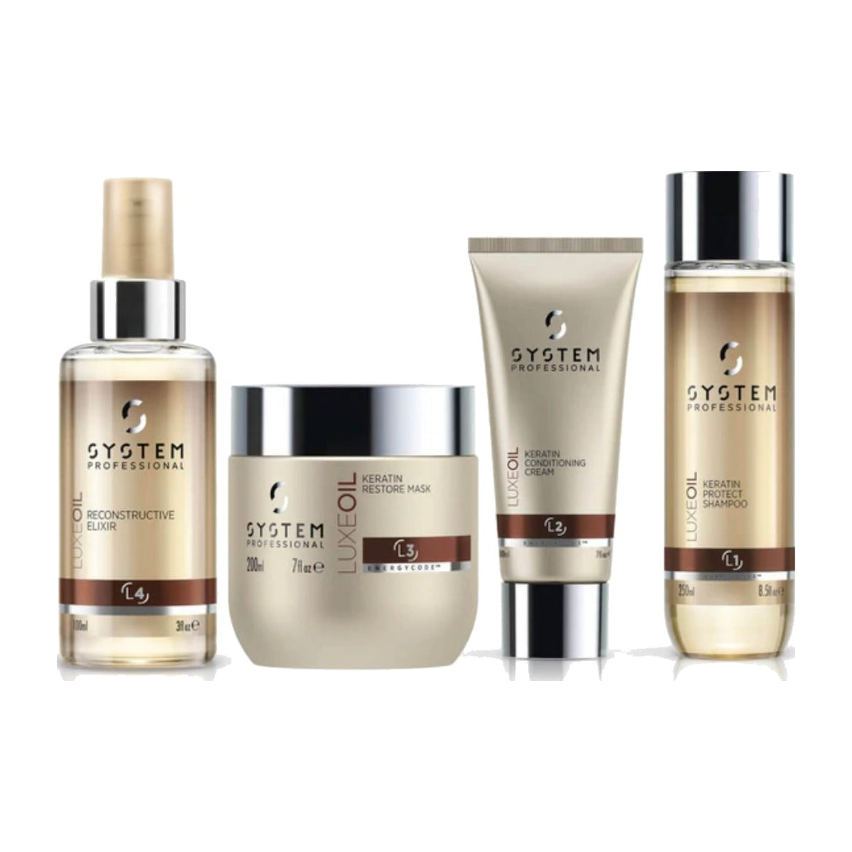 System Professional Luxeoil Keratin Protect Shampoo 250mL Conditioner 200ml Mask 200ml Elixir 100ml - Salon Warehouse